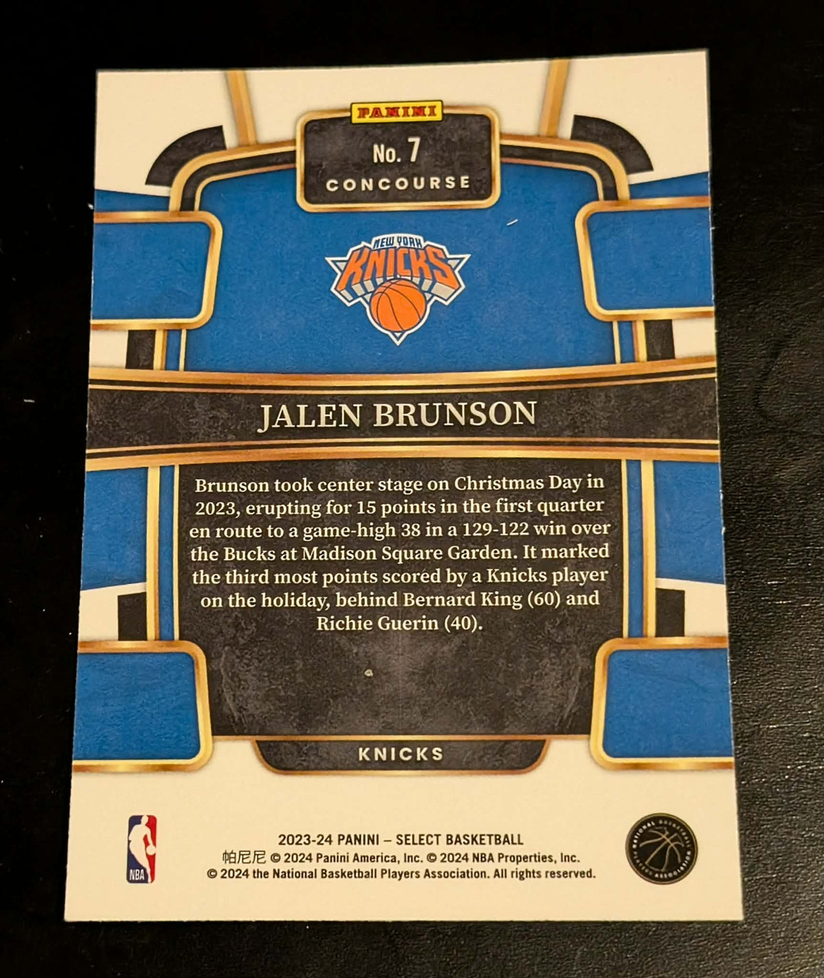 023-24 Panini Select #7 Jalen Brunson Blue